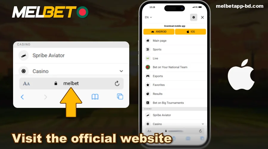 Go to the Melbet Bangladesh mobile site