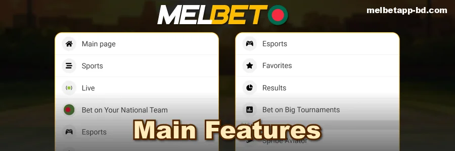 Characteristics of the Melbet BD app