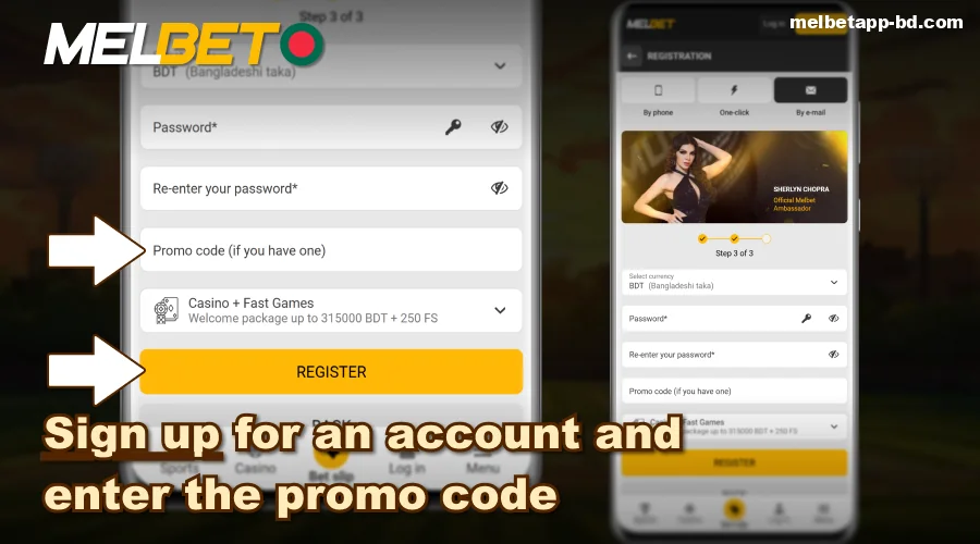 Register in the Melbet BD app