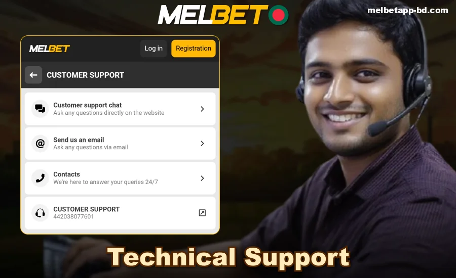 Customer support services available in the Melbet Bangladesh app